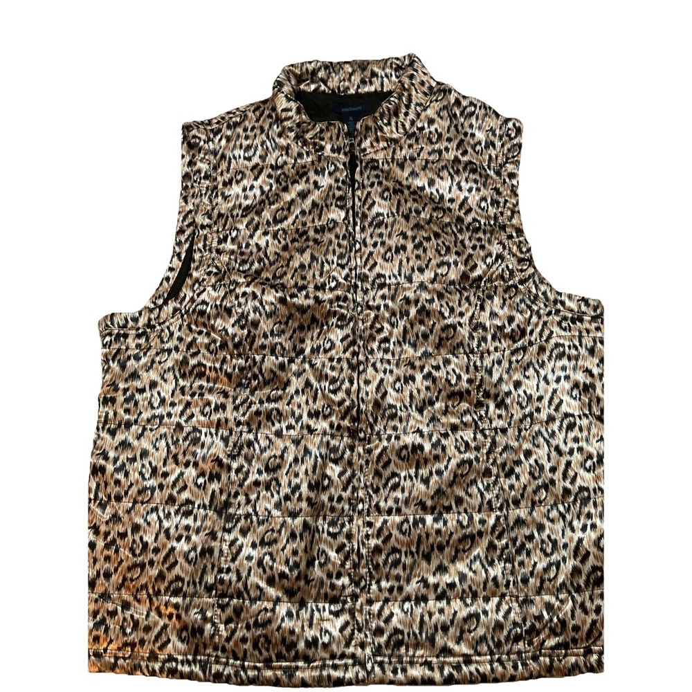 Westbound Animal Print Puffer Vest Women's XL Lightweight Full‎ Zip Pockets L82